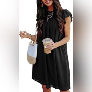 NWT Size M Kirundo Chic Black Ruffle Sleeve Mini Dress
